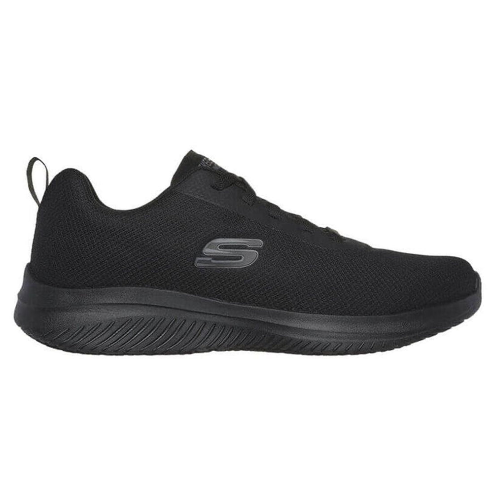 Skechers Work Men's Daxtin Ultra Flex 3.0 Relaxed Fit Slip Resistant Shoe Black Profile View