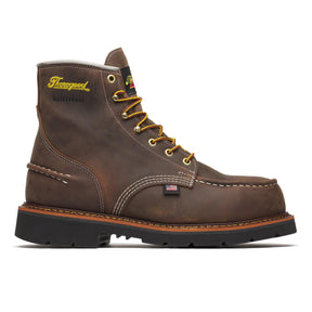 Thorogood 1957 Series 6" Waterproof Steel-Toe Moc Toe Boot with Maxwear 90 Crazy Horse side view