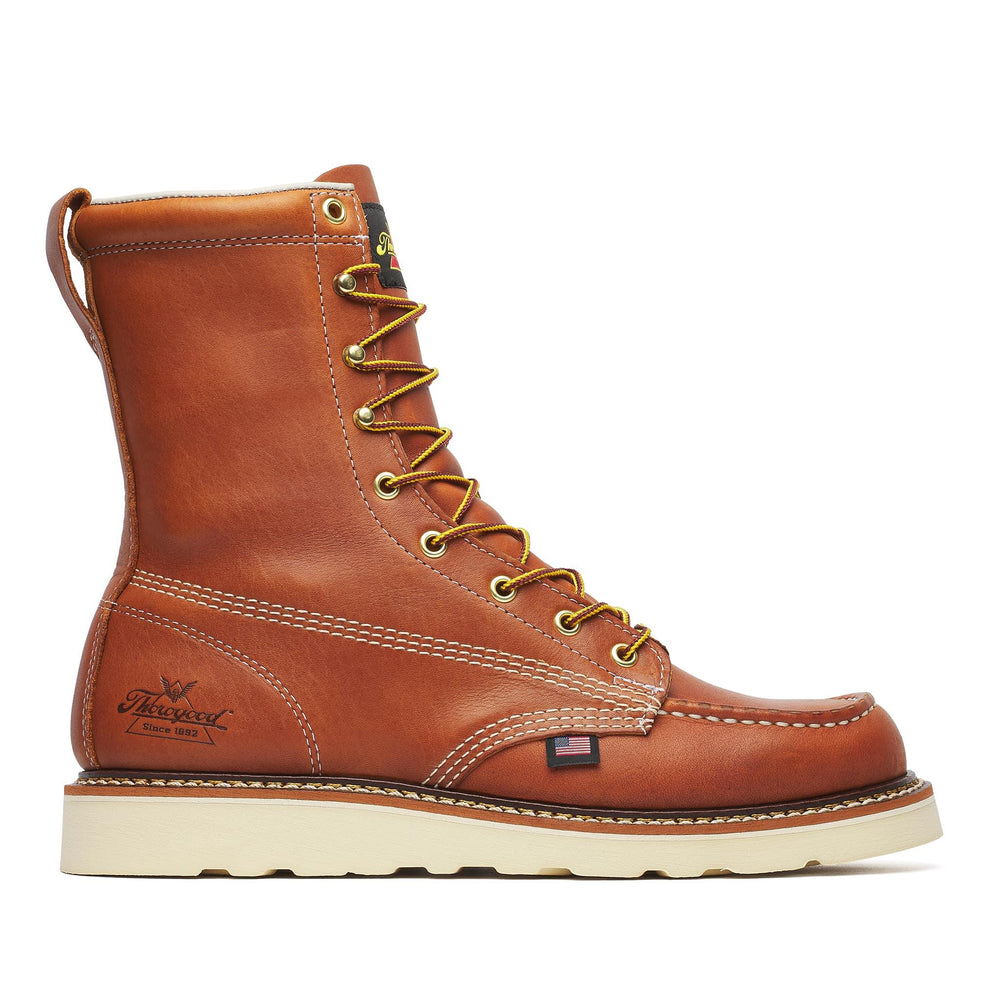 Thorogood American Heritage 8" Moc Toe Boot Maxwear Wedge Tobacco side view