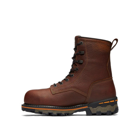 Timberland Pro Boondock 8 Inch Composite-Toe Waterproof Work Boot Medium Brown Angled View