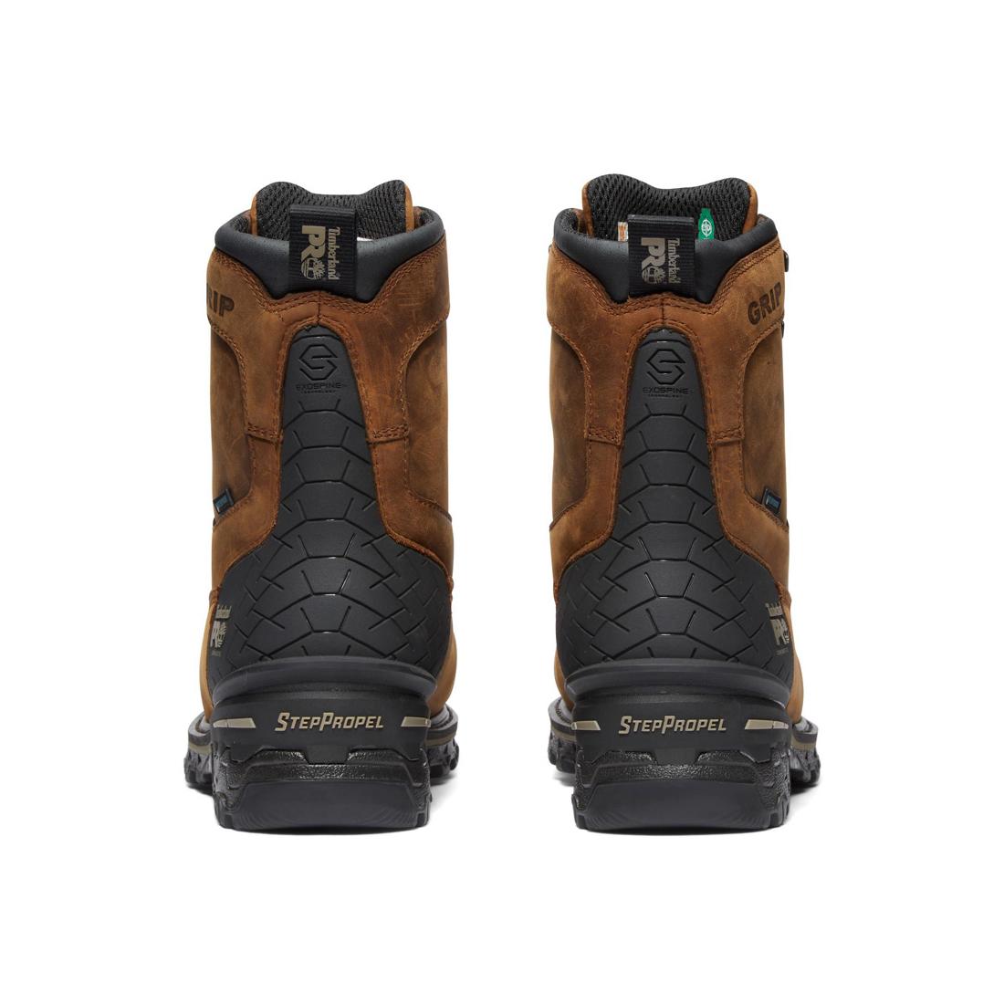 Timberland Pro Boondock HD 8 Inch Composite-Toe Waterproof Work Boot Brown Heel-Back View
