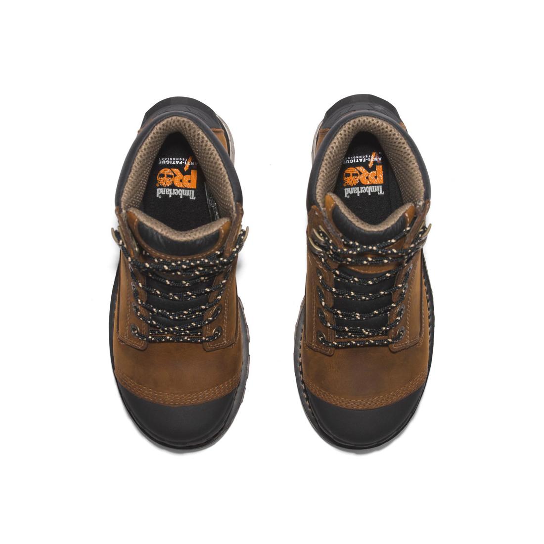 Timberland Pro Women's Boondock 6 Inch Composite-Toe Waterproof Work Boot Brown Heel-Back View