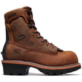 Timberland Pro Evergreen 8 Inch Composite-Toe Waterproof Logger Work Boot Brown Profile View
