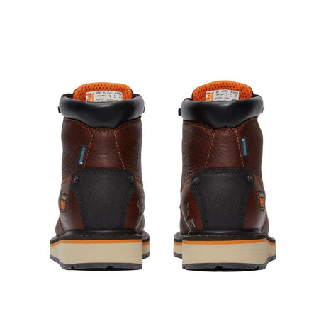 Timberland Pro Gridworks 6 Inch Alloy-Toe Waterproof Work Boot Brown Heel-Back View