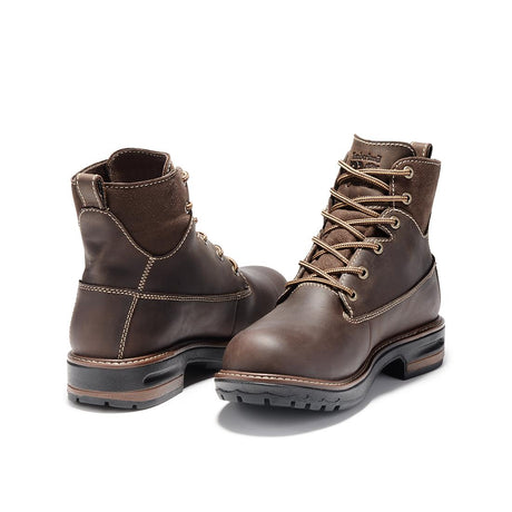 Timberland Pro Women's Hightower 6-Inch Waterproof Alloy-Toe Work Boot Coffee Brown Heel-Back View
