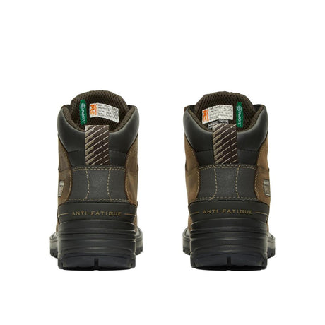 Timberland Pro Magnitude 6 Inch Composite-Toe Waterproof Work Boot Brown Heel-Back View