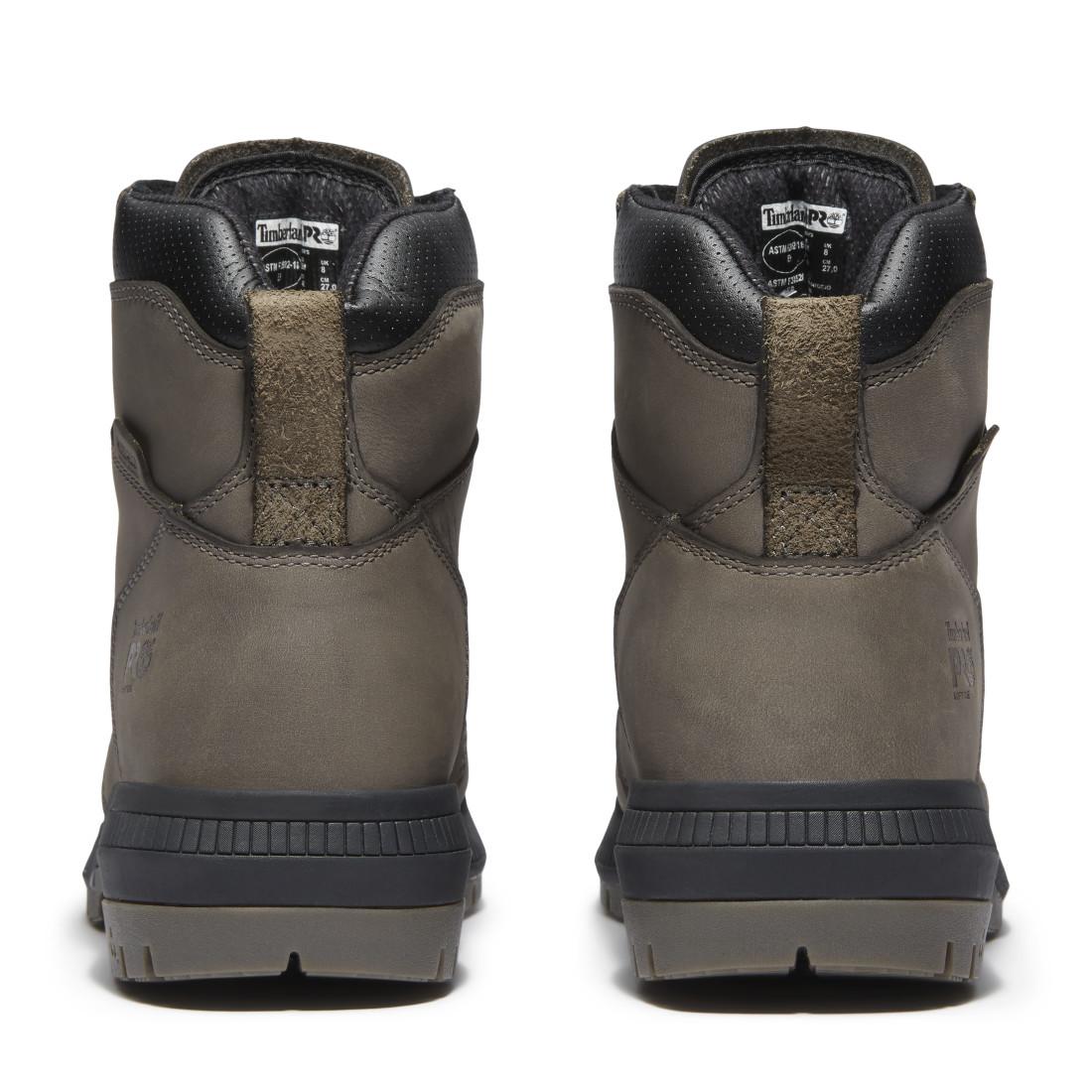 Timberland Pro Montauk Waterproof Soft Toe Work Boots – Medium Grey Heel-Back View