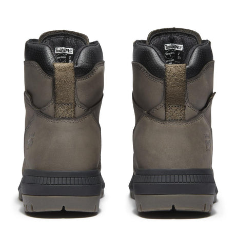 Timberland Pro Montauk Waterproof Soft Toe Work Boots – Medium Grey Heel-Back View