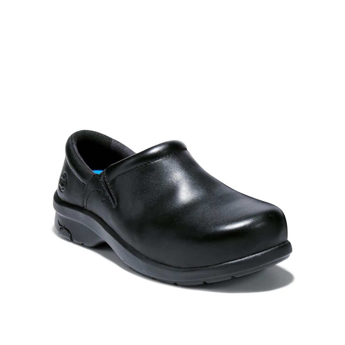 Timberland Pro Women's Newbury Alloy-Toe Slip-On Work Shoe Black Medial View