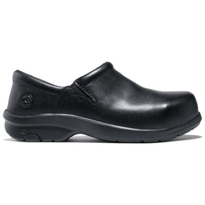 Timberland Pro Women's Newbury Alloy-Toe Slip-On Work Shoe Black Profile View