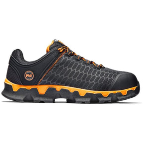 Timberland Pro Powertrain Sport Alloy-Toe Work Shoe Black Orange Profile View