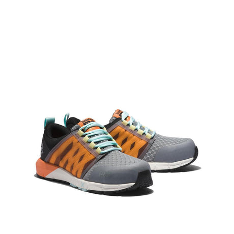 Timberland Pro Women's Radius Composite-Toe Work Shoe Grey/Orange Angled View