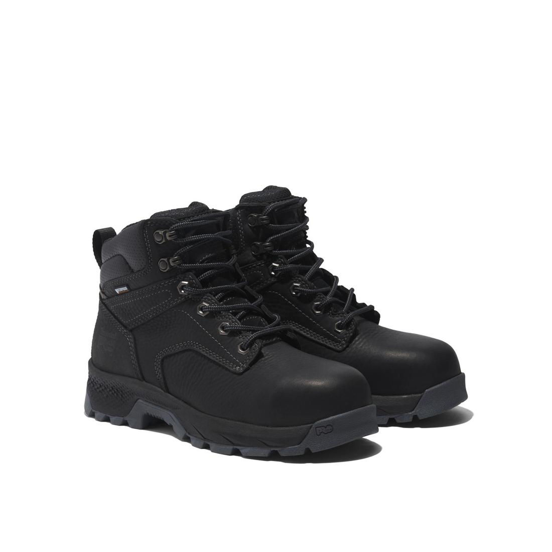 Timberland Pro Women's Titan EV 6 Inch Composite-Toe Waterproof Work Boot Black Angled View