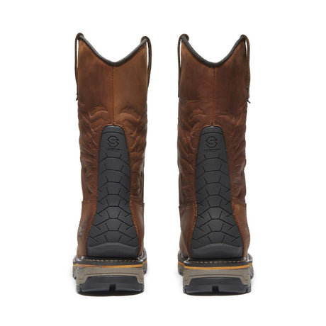 Timberland Pro True Grit Waterproof Composite Toe Pull On Work Boots – Medium Brown Heel-Back View