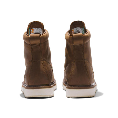 Timberland Pro Wedge 6 Inch Soft-Toe Moc Toe Boot Brown Heel-Back View