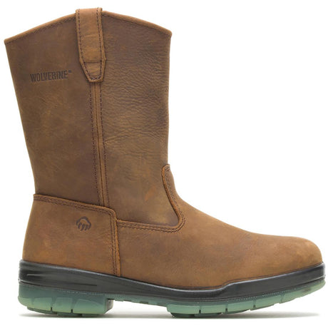 Wolverine DuraShocks® Waterproof Insulated Steel Toe Pull-On Wellington Work Boot – Brown Profile View