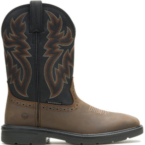 Wolverine Rancher Level Soft-Toe Pull-On Work Boot Black/Brown Profile View