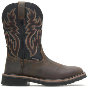 Wolverine Rancher Steel-Toe Waterproof Pull-On Wellington Work Boot Black/Brown Profile View