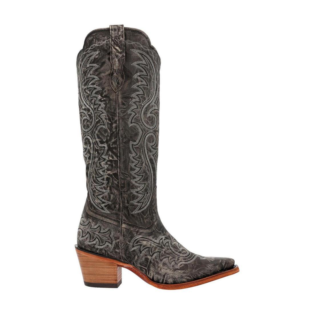 Women’s Durango Crush Tall Western Boot Distressed Graphite DRD0473 Profile View