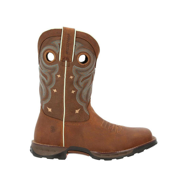 Women’s Durango Maverick Steel Toe Waterproof Western Work Boot Rugged Tan DRD0416 Profile View