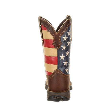 Women's Lady Rebel Work™ by DurangoSteel Toe Patriotic Flag Work Boot DRD0234 Heel View