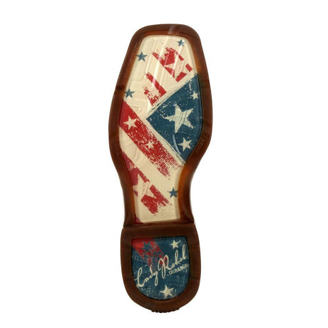 Women’s Lady Rebel by Durango Distressed Flag Embroidery Western Boot DRD0394 Sole Image